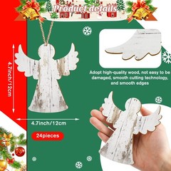 Christmas Wooden Angel Ornaments – White Rustic Tree Decorations With Hanging…