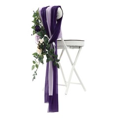 Wedding Chair Back Flowers Artificial Prevent Fading Purple Chair Decorations