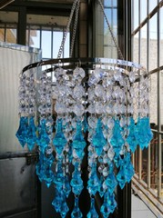 1PCS Assembled 50CM Hanger 22CM Centerpiece Frame w/Blue Pendant Acrylic Beads