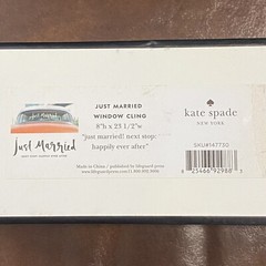Kate Spade Just Married Car Decal Window Cling 8” X 23.5” White Classic