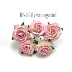 1″/2.5cm Mulberry Open Roses Paper flower Wedding Scrapbook Craft (R6-4/PINK-C)