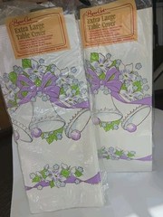 2 Vintage Party Table Covers Wedding Bells Chapel Retro 80s Bridal Paper Art