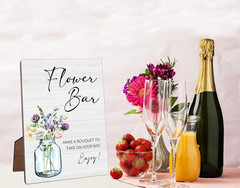 Flower Bar Sign with Stand and Hook, Floral Bridal Shower Decorations, Bloom Bar