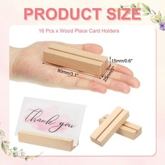 16 Pcs Wood Place Card Holders for Food Signs, Wood Color