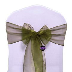 100 Olive Green Organza Chair Sash Bows for Wedding Party Event Decor, Free Ship