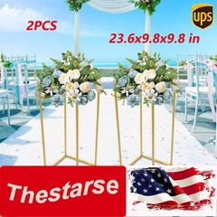 2x Metal Floor Stand Column Cube Shape Flower Holder Wedding Backdrop Decoration