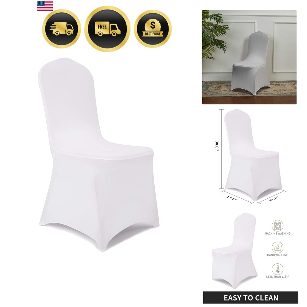 12pcs Stretch Spandex Chair Cover for Wedding Party Dining Banquet Event Whit…