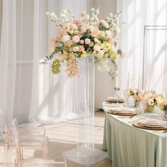 46 in Clear Acrylic Flower Display STAND Square Top and Base Party Decorations