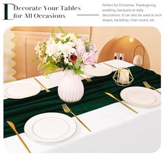 Velvet Table Runner 20 x20 Inches0ft Luxurious Thick Soft 1 Emerald Green