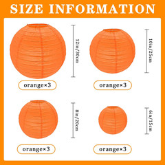 12Pcs round Paper Lanterns Assorted Sizes (6″ 8″ 10″ 12″) Home Decor Restaurant