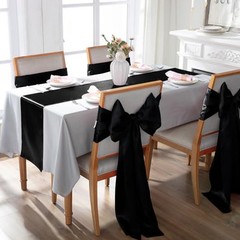 6 Pack Black Table Runners 12 x 108 Inch, Rectangular Smooth Satin Silk Table