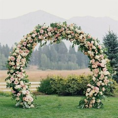 XXL Round Metal Wedding Arch Frame Garden Arbor Flowers Balloon Backdrop Stand