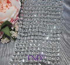 4”x1-10 YDS EXTRA LARGE DIAMOND RHINESTONE CRYSTAL MESH WRAP ROLL BLING RIBBON