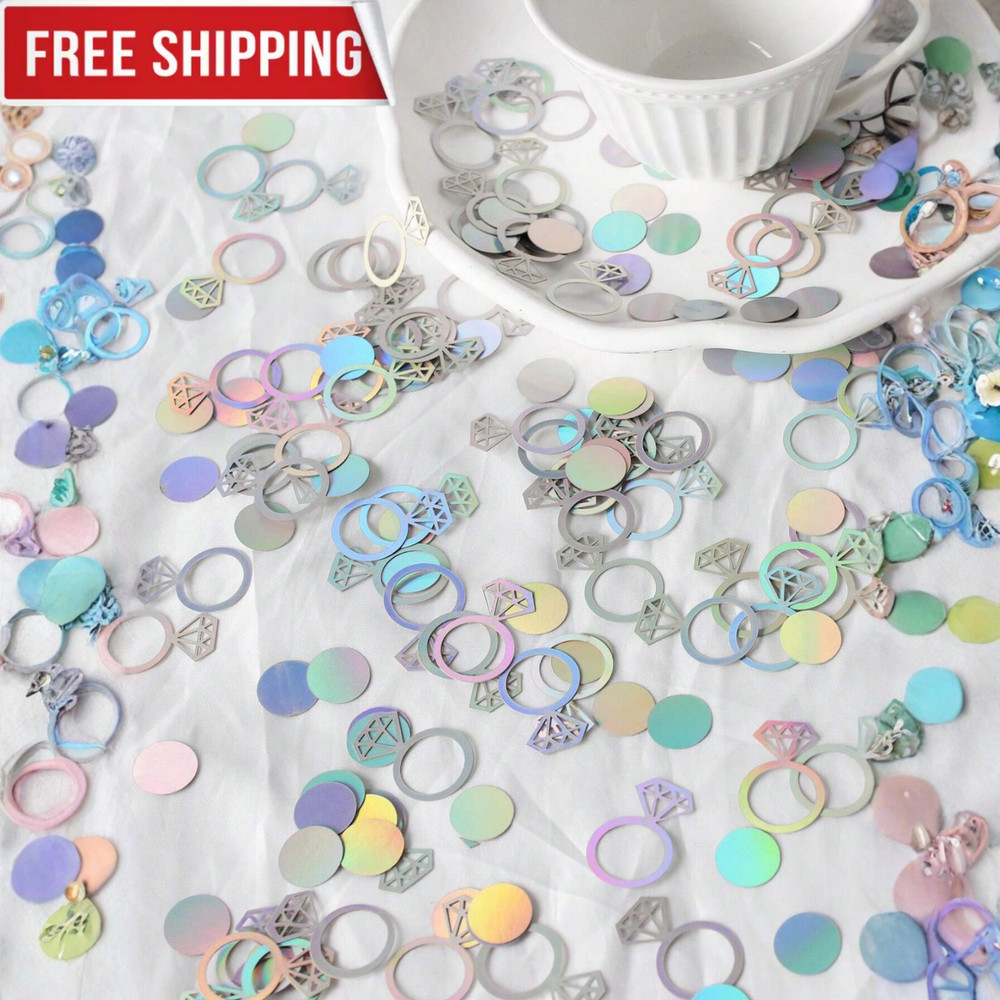 150Pc Iridescent Diamond Ring Confetti Wedding Bridal Shower Table Scatter Decor