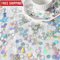 150Pc Iridescent Diamond Ring Confetti Wedding Bridal Shower Table Scatter Decor