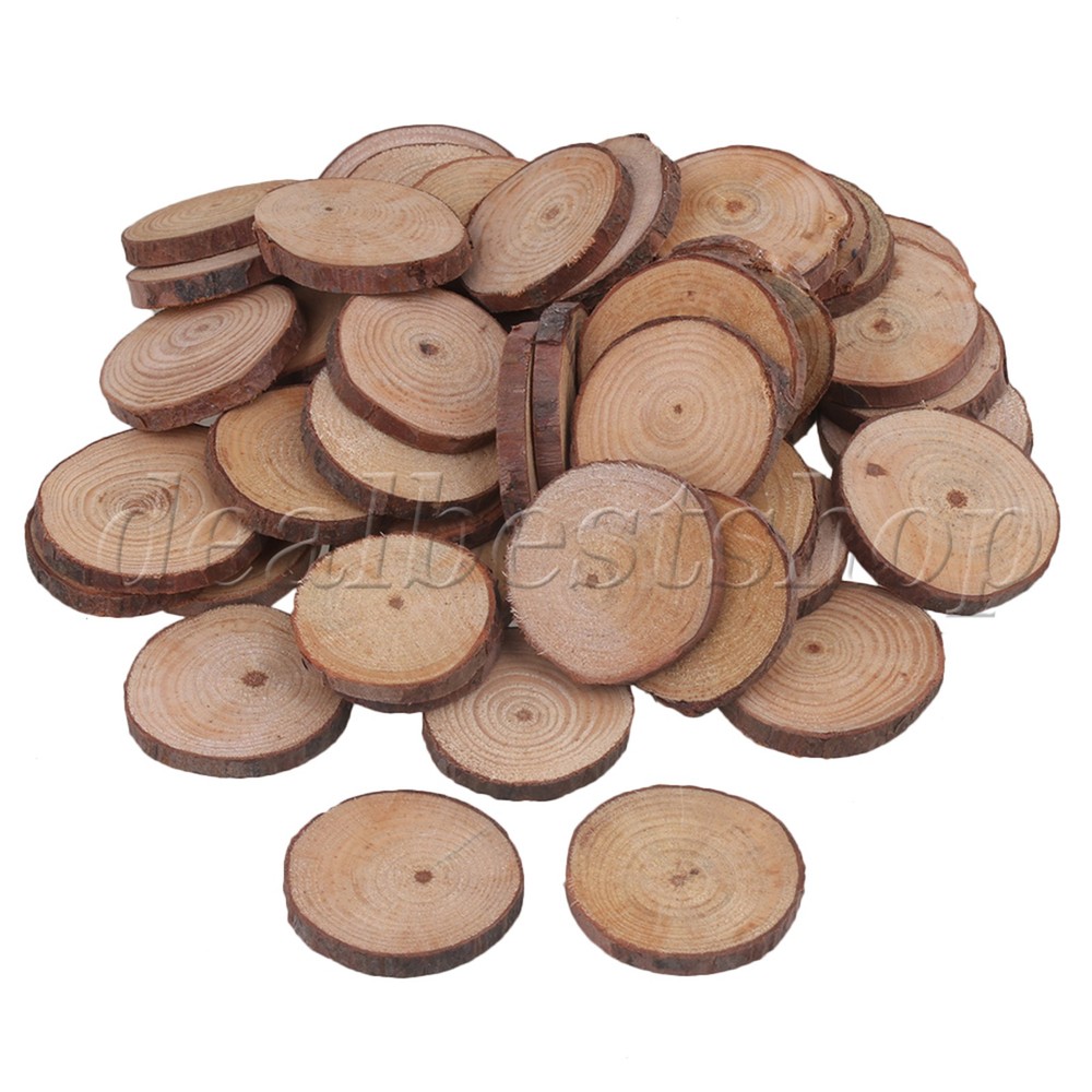 100 pcs 3-4cm Round Wood Slices Wood Discs for Backdrop Decorations Photo Props