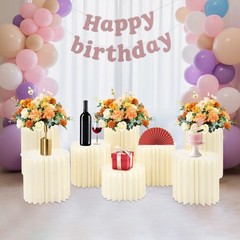 8 Pcs Foldable Paper Column Display Stands, Round Cylinder Wedding Flower Stands