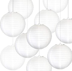 (10)pcs 6” White Paper Lanterns round hanging Chinese/Japanese