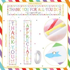 Tingjoo 3 Pcs Employee Appreciation Banner Thank You Door Colorful Classic