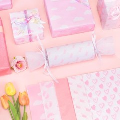 Larcenciel Tissue Paper, 50 Pcs Baby Feet Print Pink Paper for pink