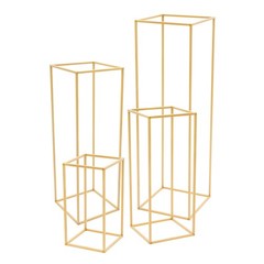 4 Piece Flower Stand Set Gold Metal Rectangular For Wedding Party Table Decor