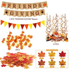 FRIENDSGIVING Burlap Banner Paper Triangular Bunting Maple leaf Garland Plast…