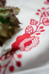 Ukrainian Wedding Rushnyk Set 4 Pcs Red Embroidered Ceremony Towels