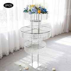 Elegant Wedding Crystal Flower/Cake Pedestal Stands, 61″ (2-Pack) – Party Decor