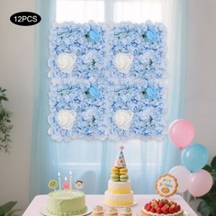 12PCS Artificial Flower Wall Panels White+Blue Dreamlike Flower Wall Backdrop