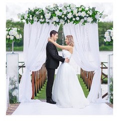 White Chiffon Wedding Backdrop Curtain 10ft x 7ft Wrinkle-Free Set of 2