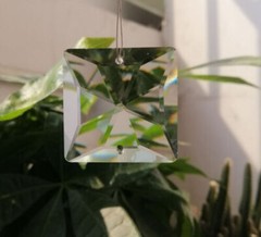 10pcs 32mm 2holes Faceted Square Beads Crystal Pendant Prism Hanging Chandelier