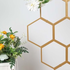 6FT Gold Metal Honeycomb Balloon Arch Stand Wedding Party Backdrop Frame