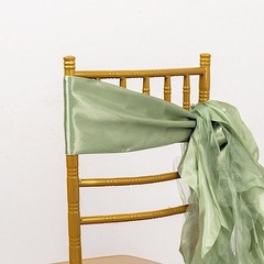 5 SAGE GREEN Curly Willow Chiffon Satin CHAIR SASHES Party Event Decorations