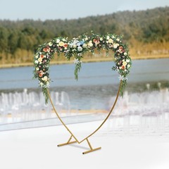 210cm Heart Shaped Gold Metal Balloon Arch Stand Frame Display Kit For Wedding