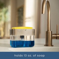 S&T INC. Dish Soap Dispenser and Sponge Holder for 13 oz, Metallic Grey