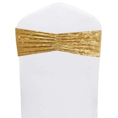 PREMIUM CHAMPAGNE 5 Velvet Ruffled STRETCHABLE CHAIR SASHES Wedding Party Home