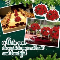 4 Pack Christmas Table Centerpieces Artificial Poinsettia Flower Ball Red