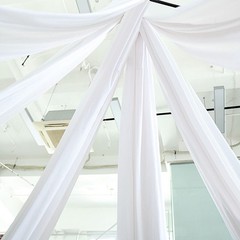 5 ft x 40 ft WHITE Polyester Ceiling Drapes Backdrop CURTAIN PANEL Party Events