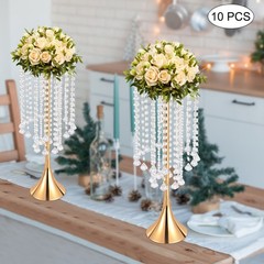 10Pcs Luxurious Acrylic Crystal Flower Stand Wedding Centerpieces on Floor Gold
