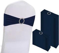 100PCS Spandex Stretch Chair Sashes Bows Elastic Chair Cover Bands Ties