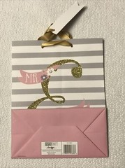 Paper Craft Design Group Small Gold Glitter Mr. & Mrs. Wedding Gift Bag with Tag