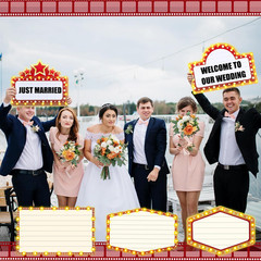 Colorful LED Wedding Bottle Service Signs – 6 Pack Marquee Props