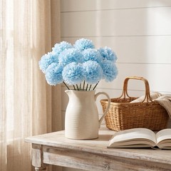 Larksilk Blue Carnations, Fake Flowers, 100 Pack for Events, Weddings, DIY