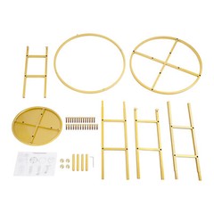 46.65in Gold Metal Large Open Flower Frame Wedding Floral Riser Top Flower Stand