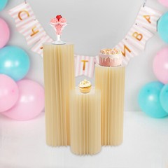 3pcs Foldable Cardboard Columns Display Cylinder Flowers Stand for Wedding Decor