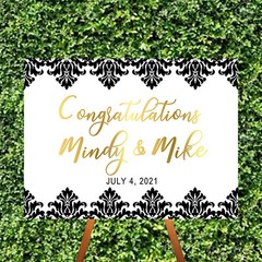 Black and Gold Wedding Welcome Sign, Welcome to Our Wedding Custom Sign