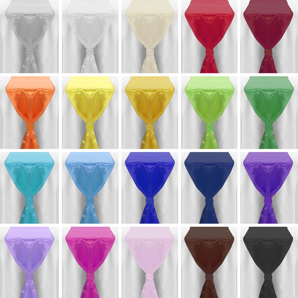 5 Satin 12″ x 108″ Long Wedding Dining Room Table Runners – Many Colors