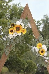 Sunflower & White Flower Greenery Wedding Backdrop, Artificial Floral Decor Swag
