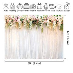 Wedding Bridal Floral Wall Backdrop 8x6Feet Pink White Rose Flowers Background