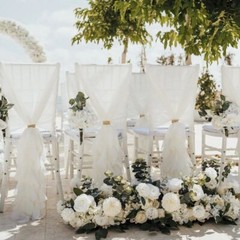 CHAIR COVER WEDDING CHIFFON HOODS WITH RUFFLES DECOR WEDDING SPECIAL EVENT